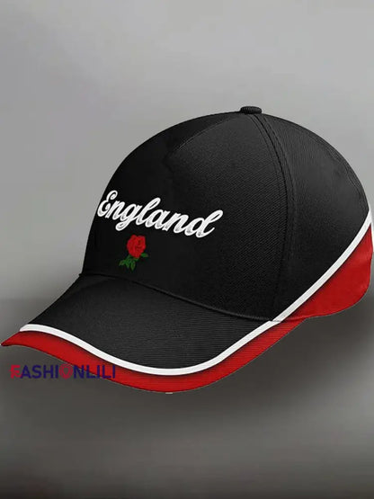 Unisex England Rugby Lover Roses Print Hat Black / ONE