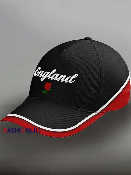 Unisex England Rugby Lover Roses Print Hat Black / ONE