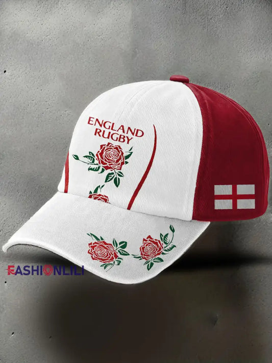 Unisex England Rugby Roses Lover Printed Hat White / ONE