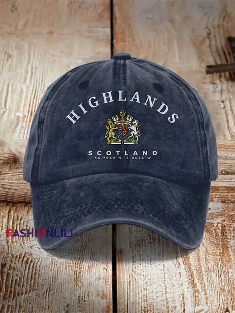 Unisex England Scotland Printed Hat Navy Blue / JM