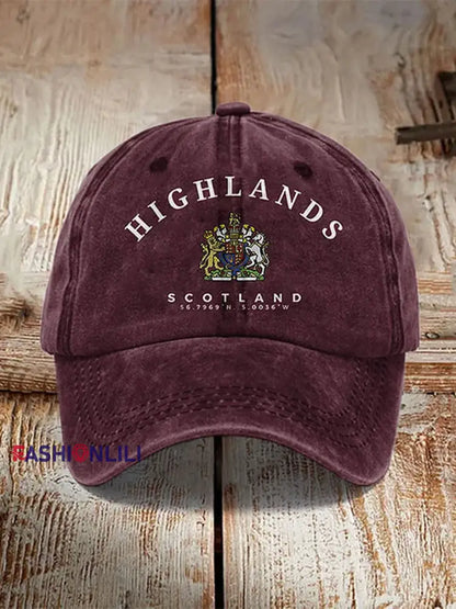Unisex England Scotland Printed Hat Wine Red / JM