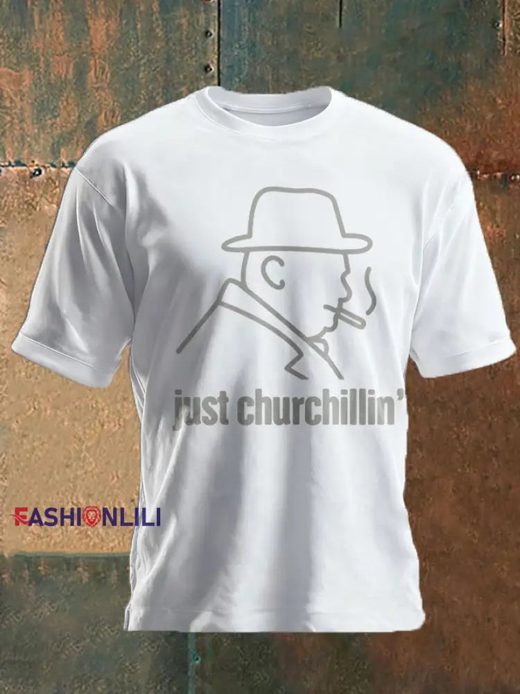 Unisex Funny Churchill Printed T-shirt White / S