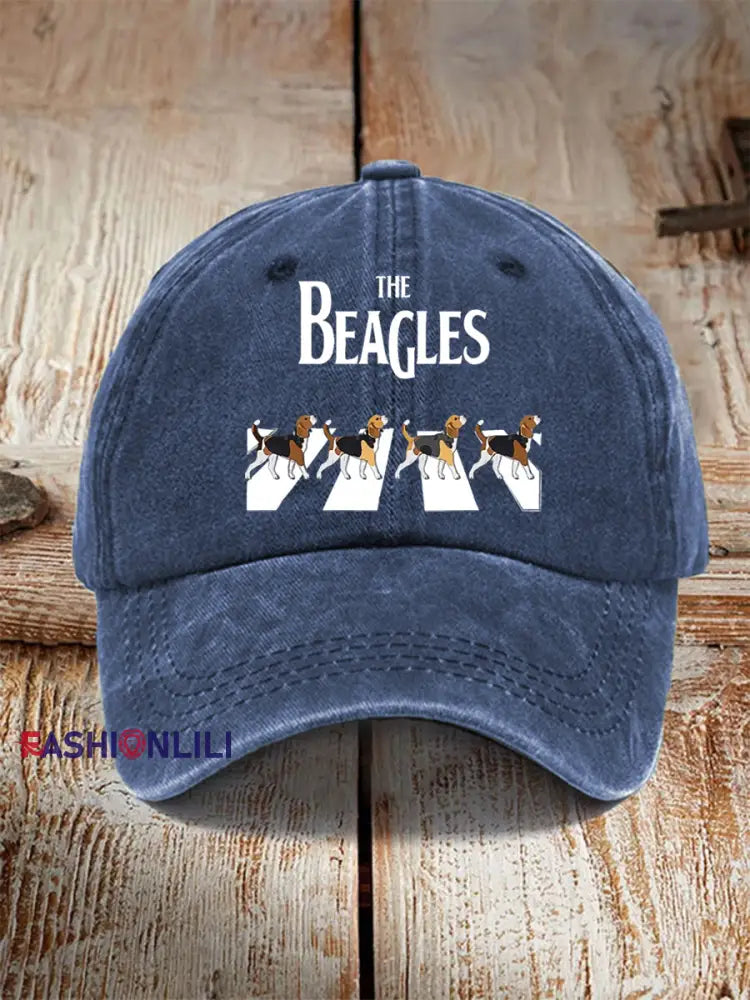 Unisex Funny The Beagles Hat Navy Blue / ONE