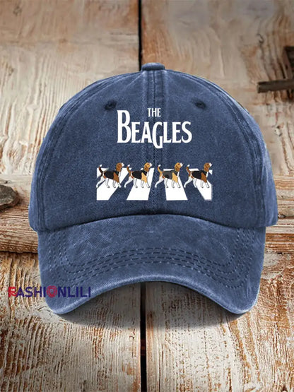 Unisex Funny The Beagles Hat Navy Blue / ONE