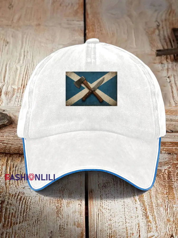 Unisex Girl’s Power Scotland Print Hat White / ONE