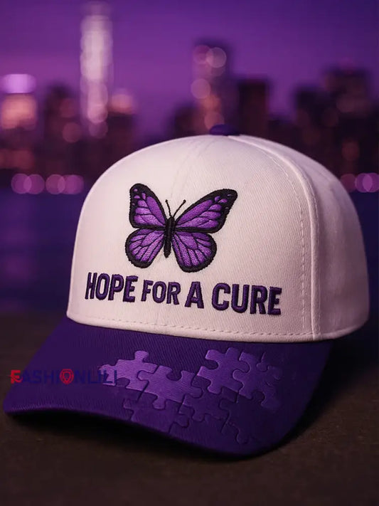 Unisex Hope For Healing - Purple Butterfly Art Print Baseball Cap Purple / ONE