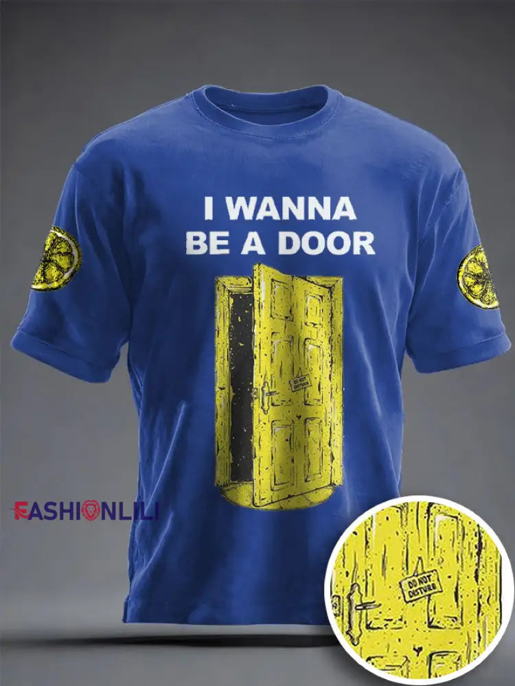 Unisex I Wanna Be Adored Lemon Roses Music Lover Printed T-shirt Royal Blue / S