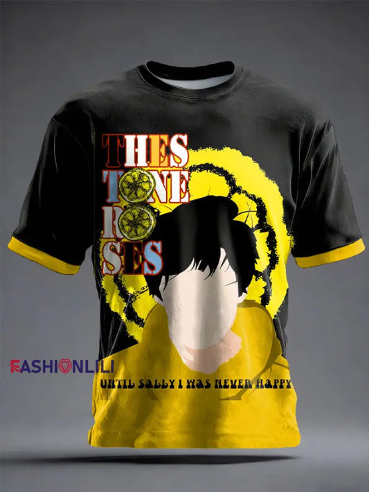 Unisex iLemon Roses Music Lover Printed T-shirt Black / S