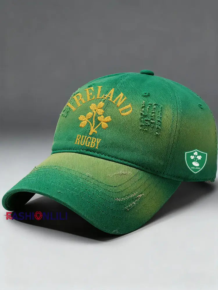 Unisex Ireland Rugby Lover Print Hat Green / ONE