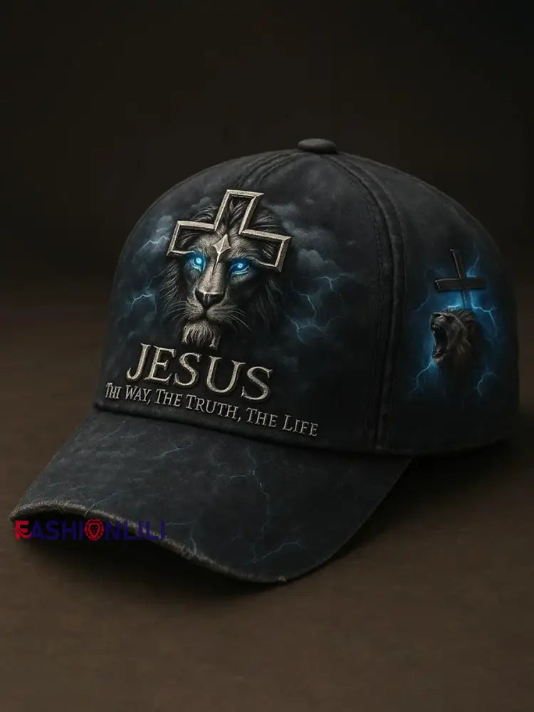 Unisex Jesus The Way The Truth The Life Lion Print Hat Black / ONE