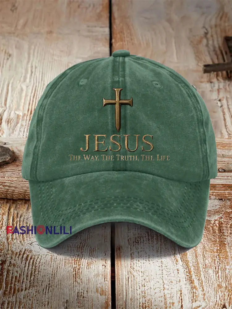 Unisex Jesus The Way The Truth The LifeCross Faith Print Hat Green / ONE