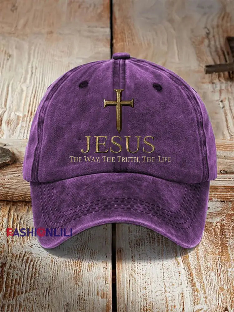 Unisex Jesus The Way The Truth The LifeCross Faith Print Hat Purple / ONE
