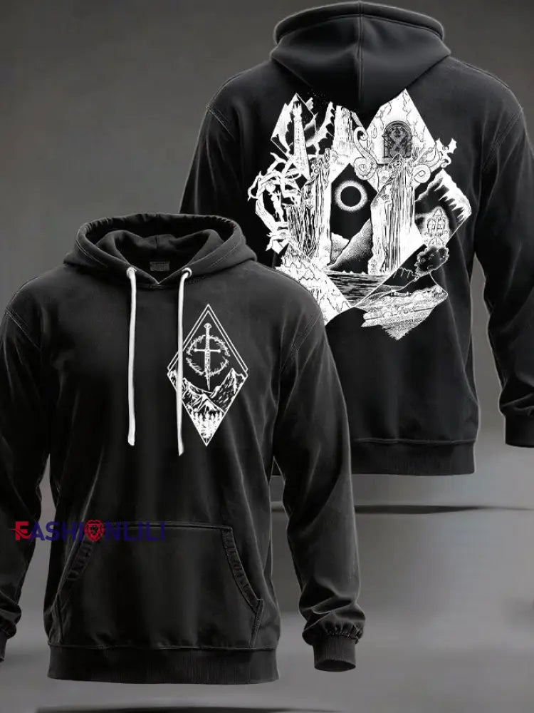 Unisex JRR Rings Books Lover Printed Hoodie Black / S