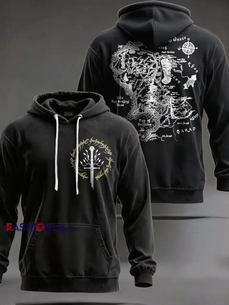 Unisex JRR Rings Books Lover Printed Hoodie Black / S