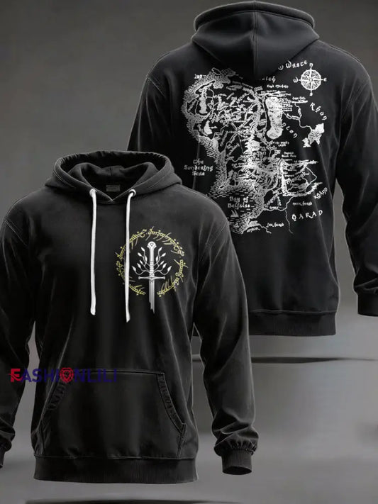 Unisex JRR Rings Books Lover Printed Hoodie Black / S