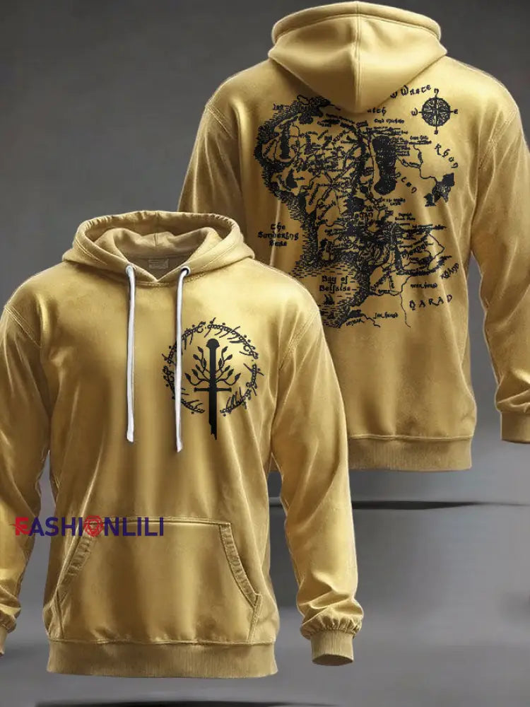 Unisex JRR Rings Books Lover Printed Hoodie Gold / S