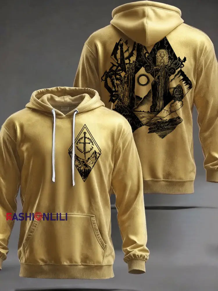 Unisex JRR Rings Books Lover Printed Hoodie Gold / S