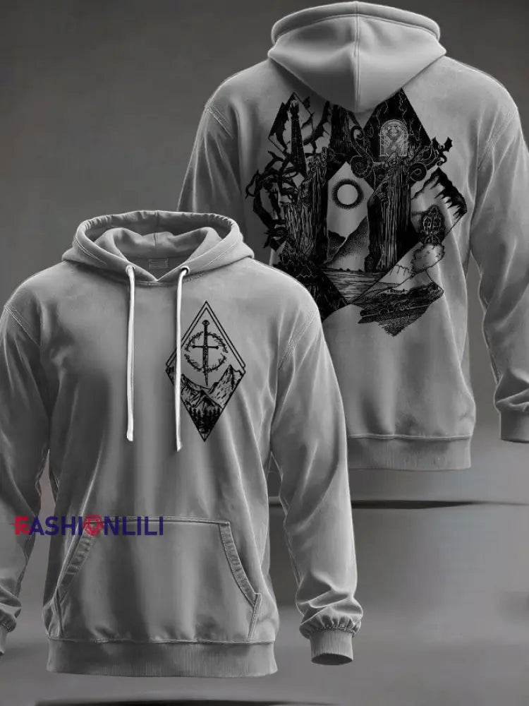 Unisex JRR Rings Books Lover Printed Hoodie Light Gray / S