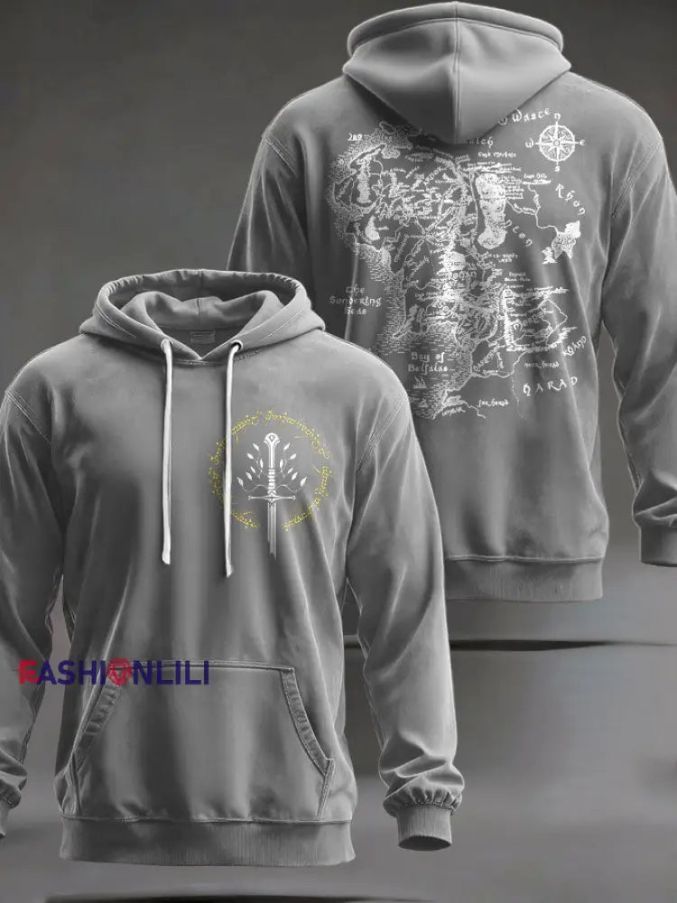 Unisex JRR Rings Books Lover Printed Hoodie Light Gray / S