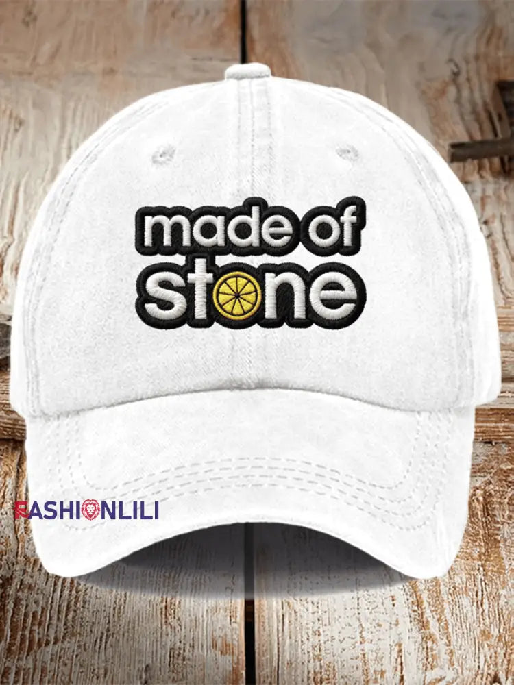 Unisex Lemon Roses Music Lover Print Hat White / ONE