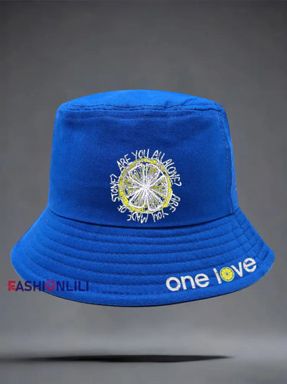 Unisex Lemon Roses Music Lover Printed Hat Blue / ONE