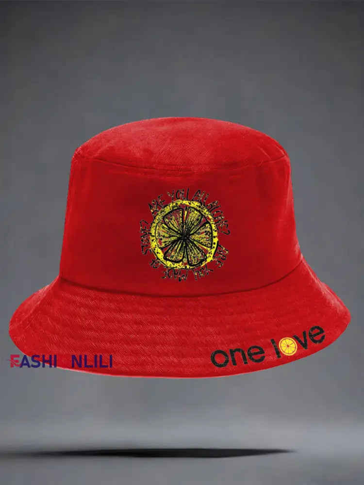 Unisex Lemon Roses Music Lover Printed Hat Red / ONE