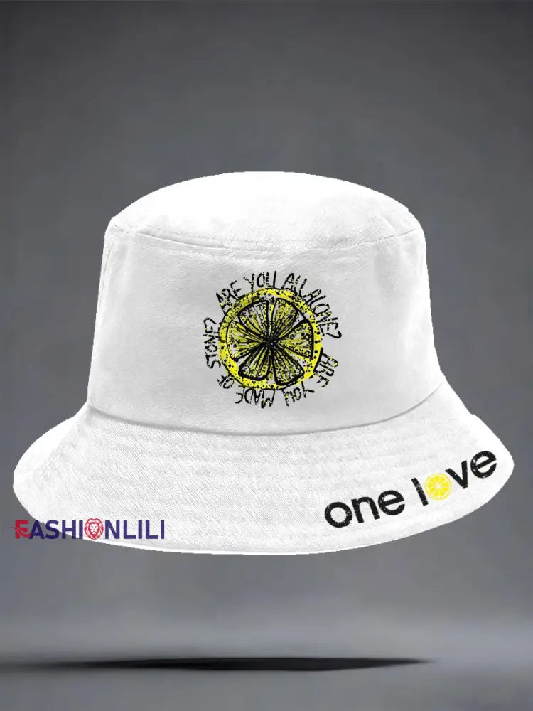 Unisex Lemon Roses Music Lover Printed Hat White / ONE
