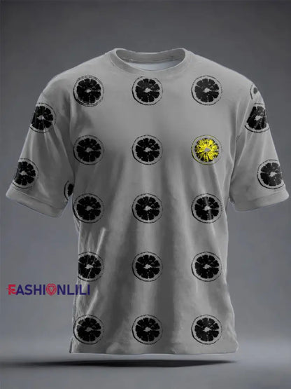 Unisex Lemon Roses Music Lover Printed T-shirt Light Gray / S