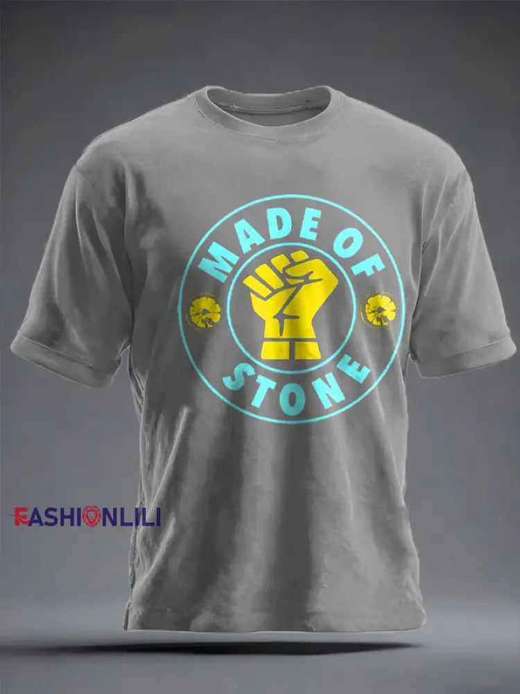 Unisex Lemon Roses Music Lover Printed T-shirt Light Gray / S