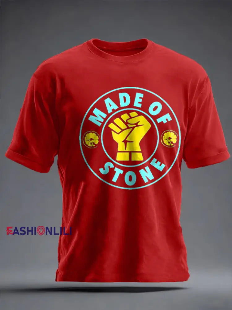 Unisex Lemon Roses Music Lover Printed T-shirt Pure Red / S