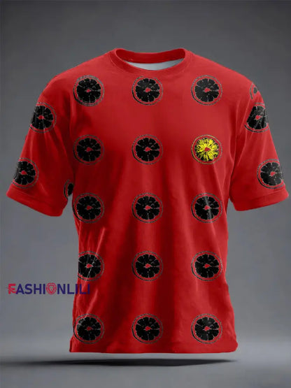 Unisex Lemon Roses Music Lover Printed T-shirt Red / S
