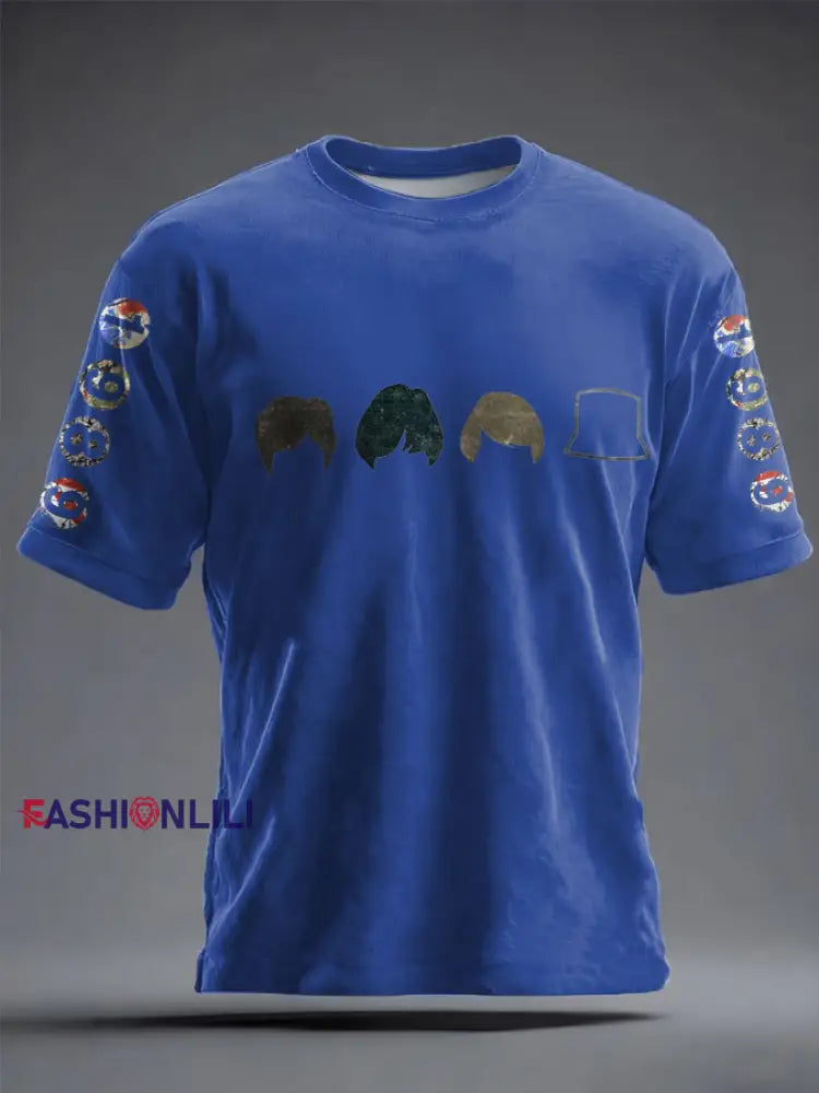 Unisex Lemon Roses Music Lover Printed T-shirt Royal Blue / S