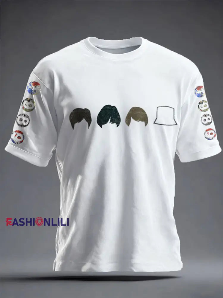 Unisex Lemon Roses Music Lover Printed T-shirt White / S