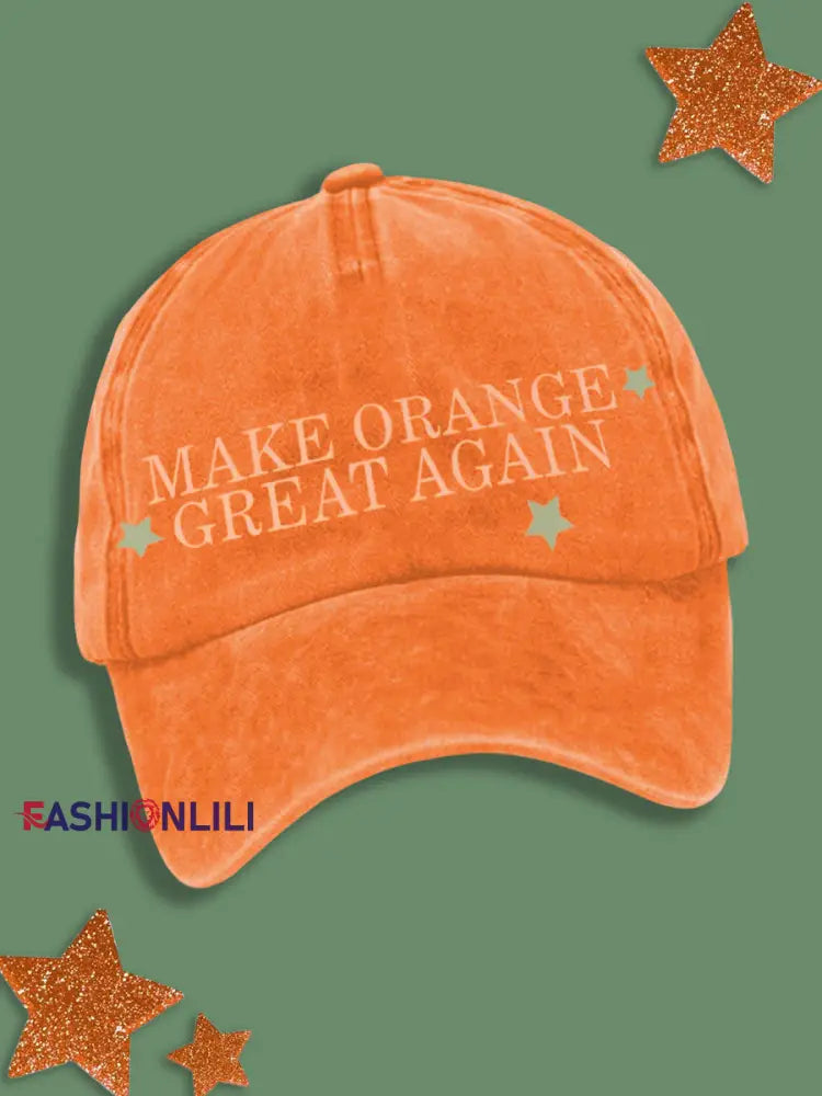 Unisex Make Orange Great Again Show Girl Fan Design Cap Orange / ONE