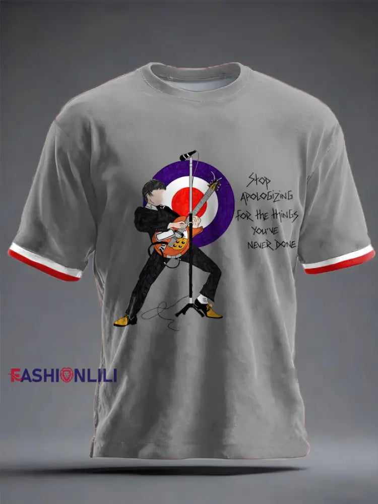 Unisex Modfather UK Music Mods Lover Printed T-shirt Light Gray / S