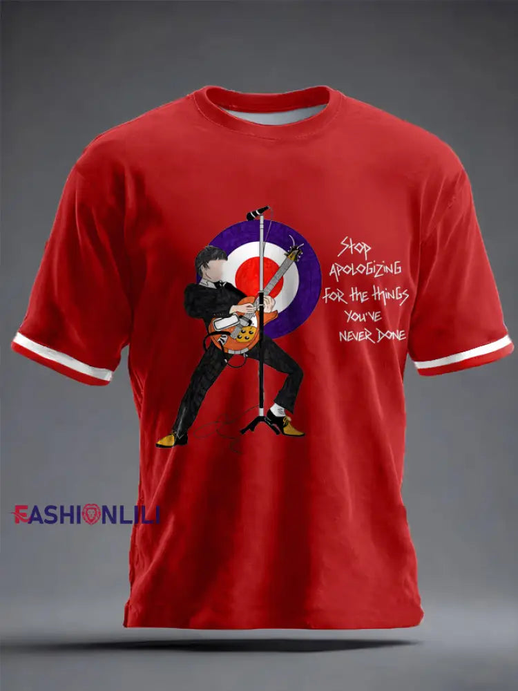 Unisex Modfather UK Music Mods Lover Printed T-shirt Red / S