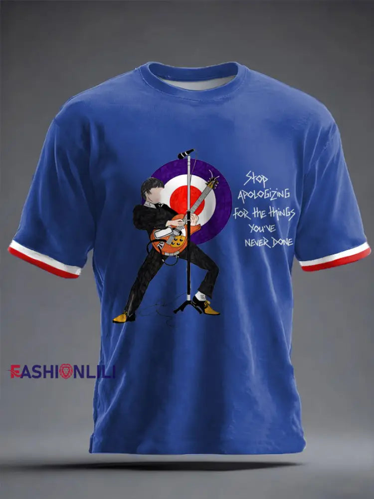 Unisex Modfather UK Music Mods Lover Printed T-shirt Royal Blue / S