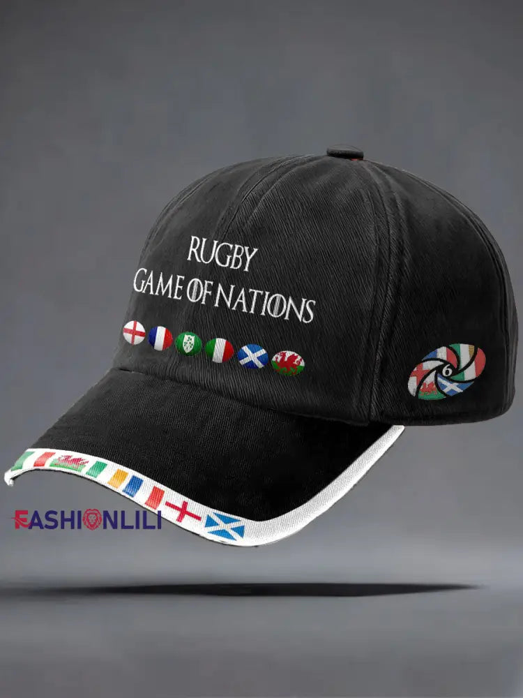 Unisex Nations of Rugby Lover Printed Hat Black / ONE