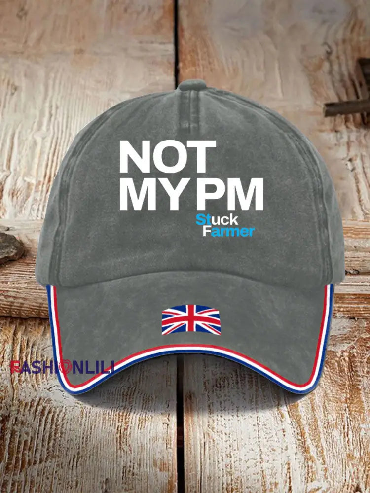 Unisex Not My PM Funny UK Flag Printed Hat Light Gray / JM