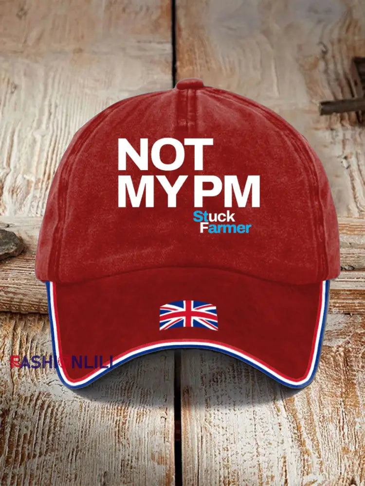 Unisex Not My PM Funny UK Flag Printed Hat Red / JM