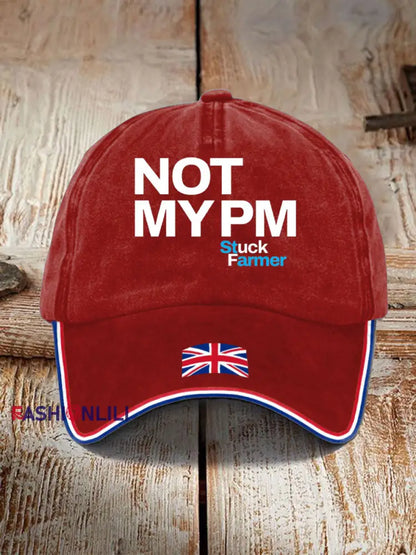 Unisex Not My PM Funny UK Flag Printed Hat Red / JM