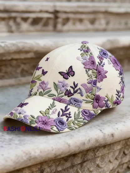 Unisex Retro Bohemian Floral Print Casual Hat Creamy-White / ONE