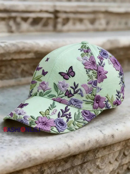 Unisex Retro Bohemian Floral Print Casual Hat Light Green / ONE