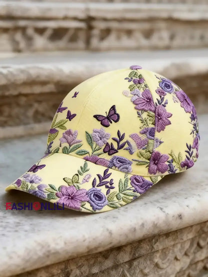 Unisex Retro Bohemian Floral Print Casual Hat Yellow / ONE