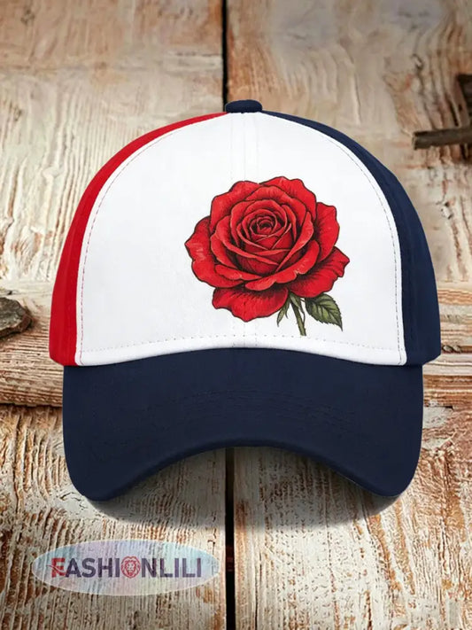 Unisex Rose Print Hat - As picture / ONE