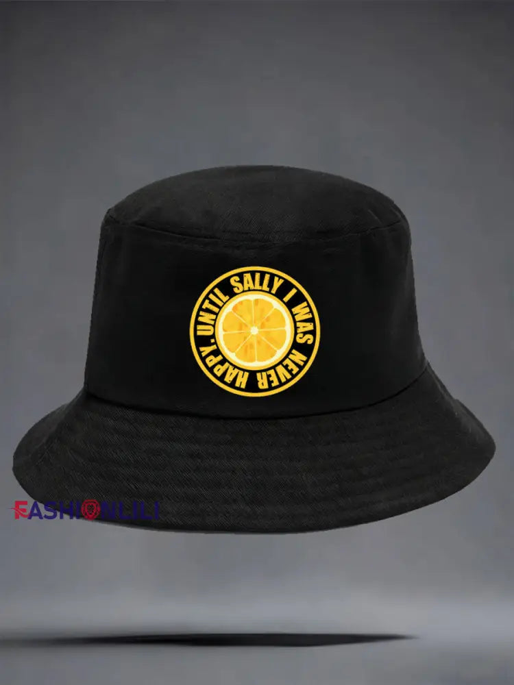 Unisex Roses Music Lover Lemon Printed Hat Black / ONE