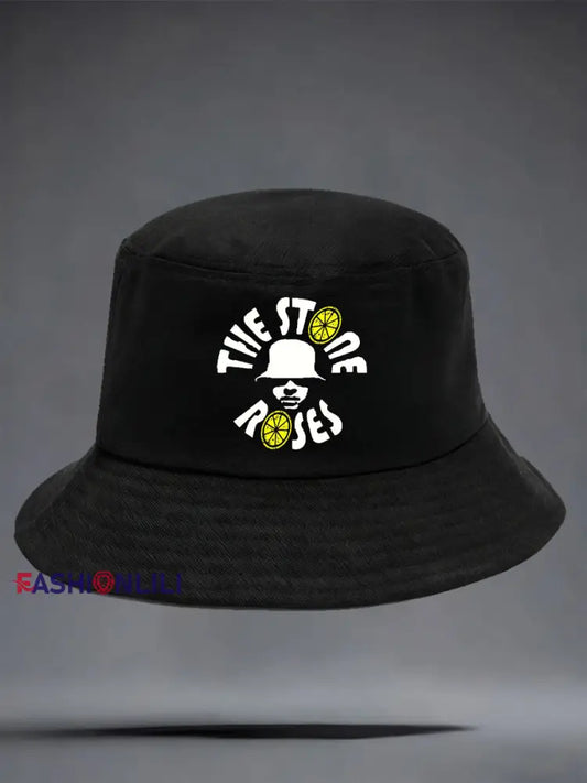 Unisex Roses Music Lover Lemon Printed Hat Black / ONE