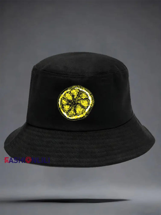 Unisex Roses Music Lover Lemon Printed Hat Black / ONE