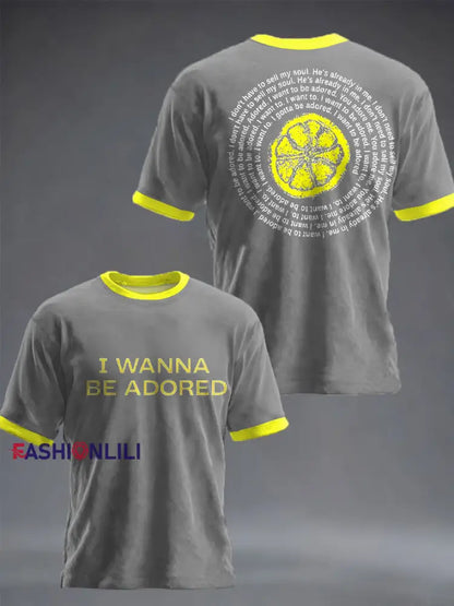 Unisex Roses Music Lover Lemon Printed T-shirt Light Gray / S