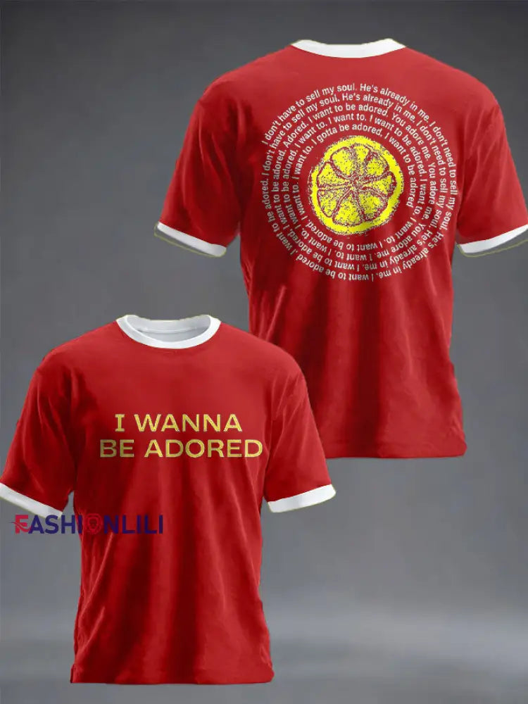 Unisex Roses Music Lover Lemon Printed T-shirt Red / S